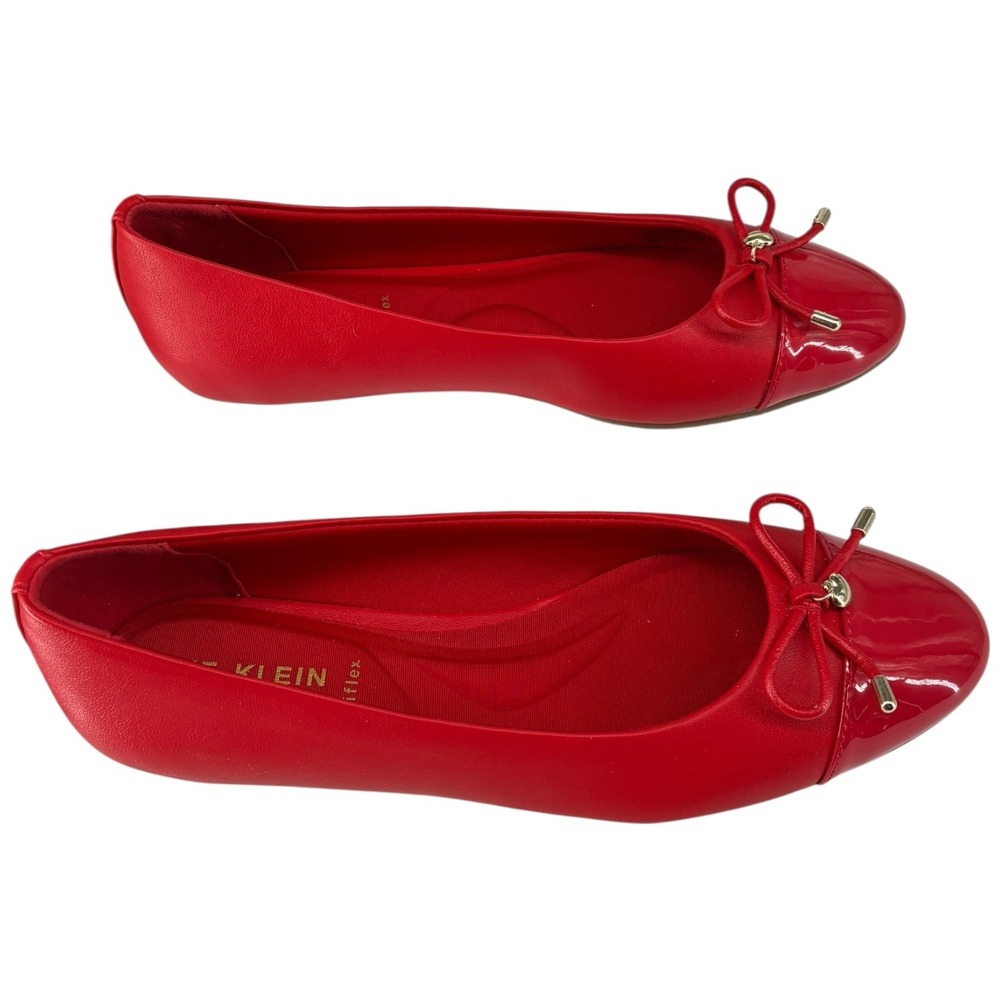Anne Klein Luci Red Ballet Flats Bow Cap Toe iFlex Dressy Shoes 6M NIB - Picture 3 of 7